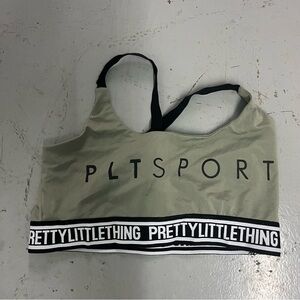PrettyLittleThing Olive Sports Bra with Branding